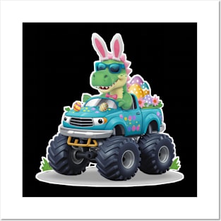 Happy Easter Monster Truck - funny dinsoaur trucker Posters and Art